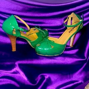 Green Peep Toe Heels